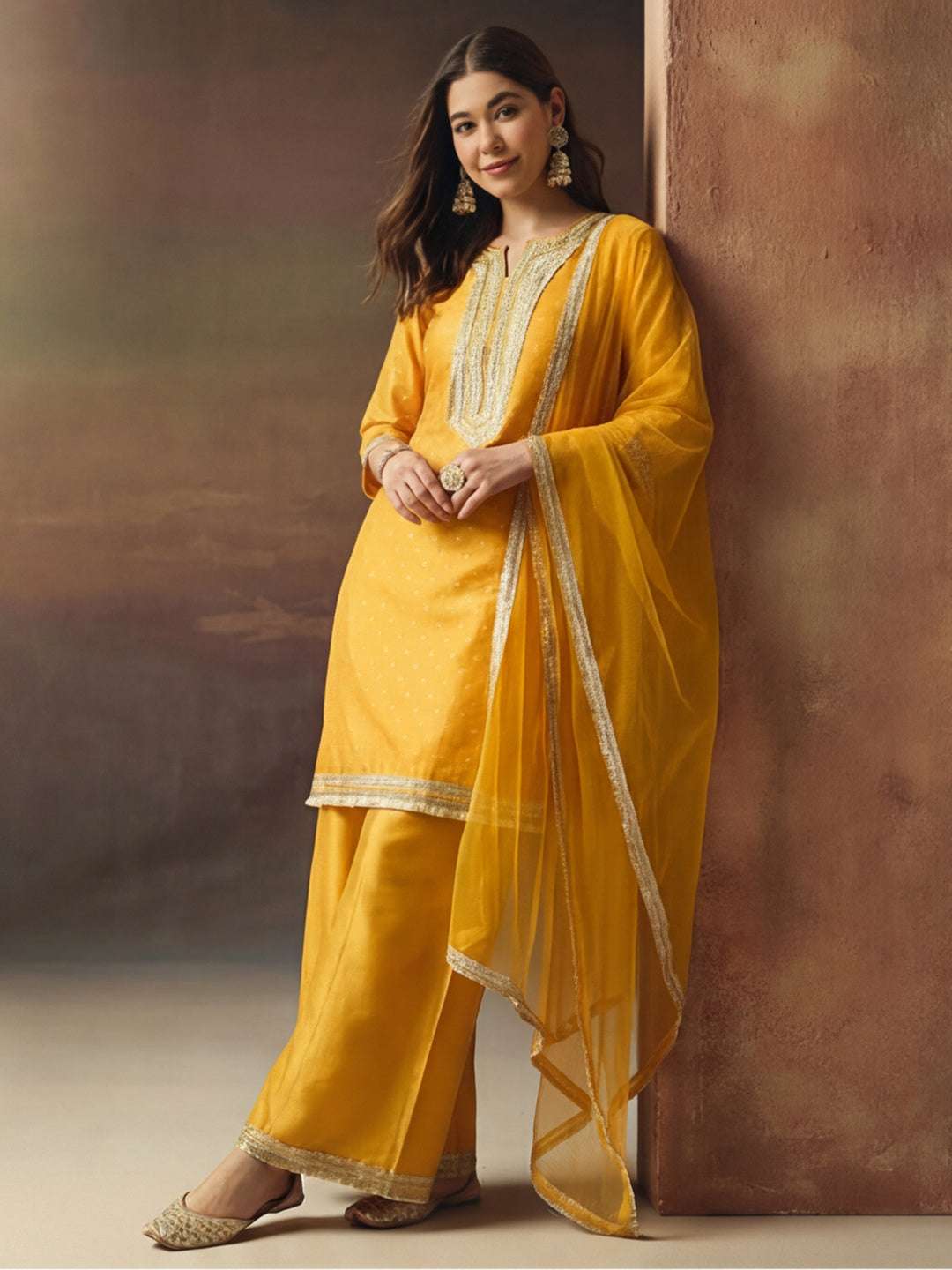 Kurta With Pant & Dupatta Ethnic Kurta Set For Women
