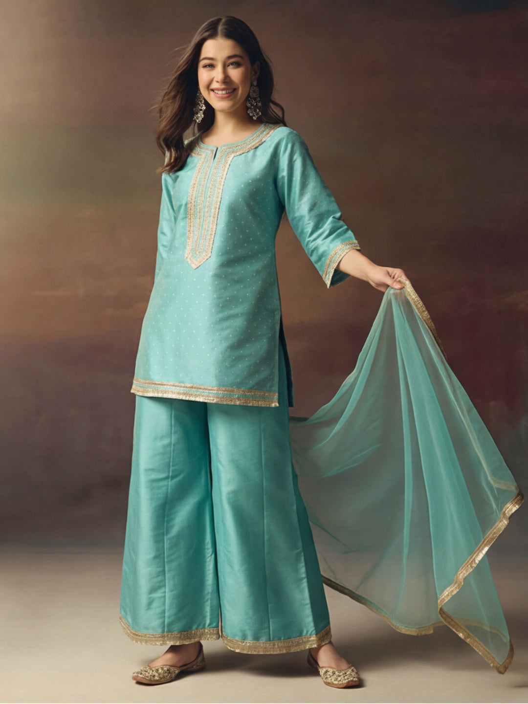 Kurta With Pant & Dupatta Ethnic Kurta Set For Women