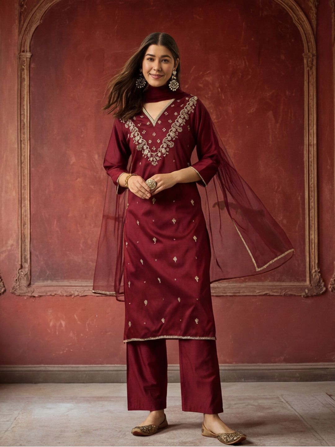 Kurta With Pant & Dupatta Ethnic Kurta Set For Women