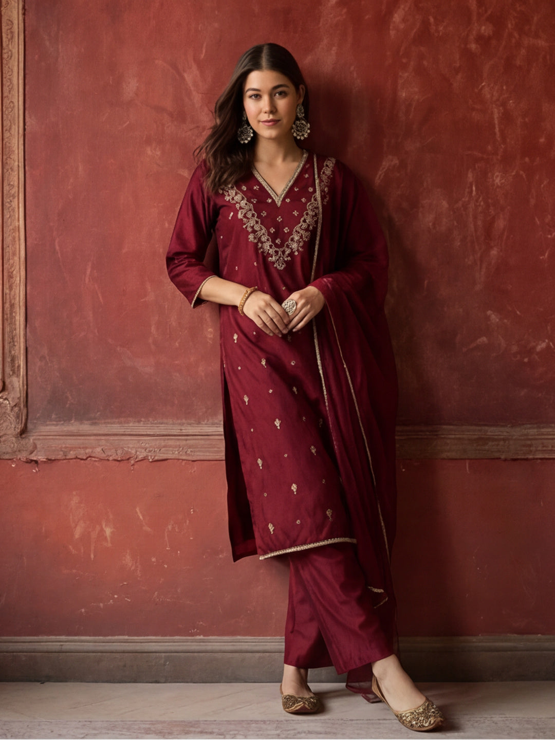 Kurta With Pant & Dupatta Ethnic Kurta Set For Women