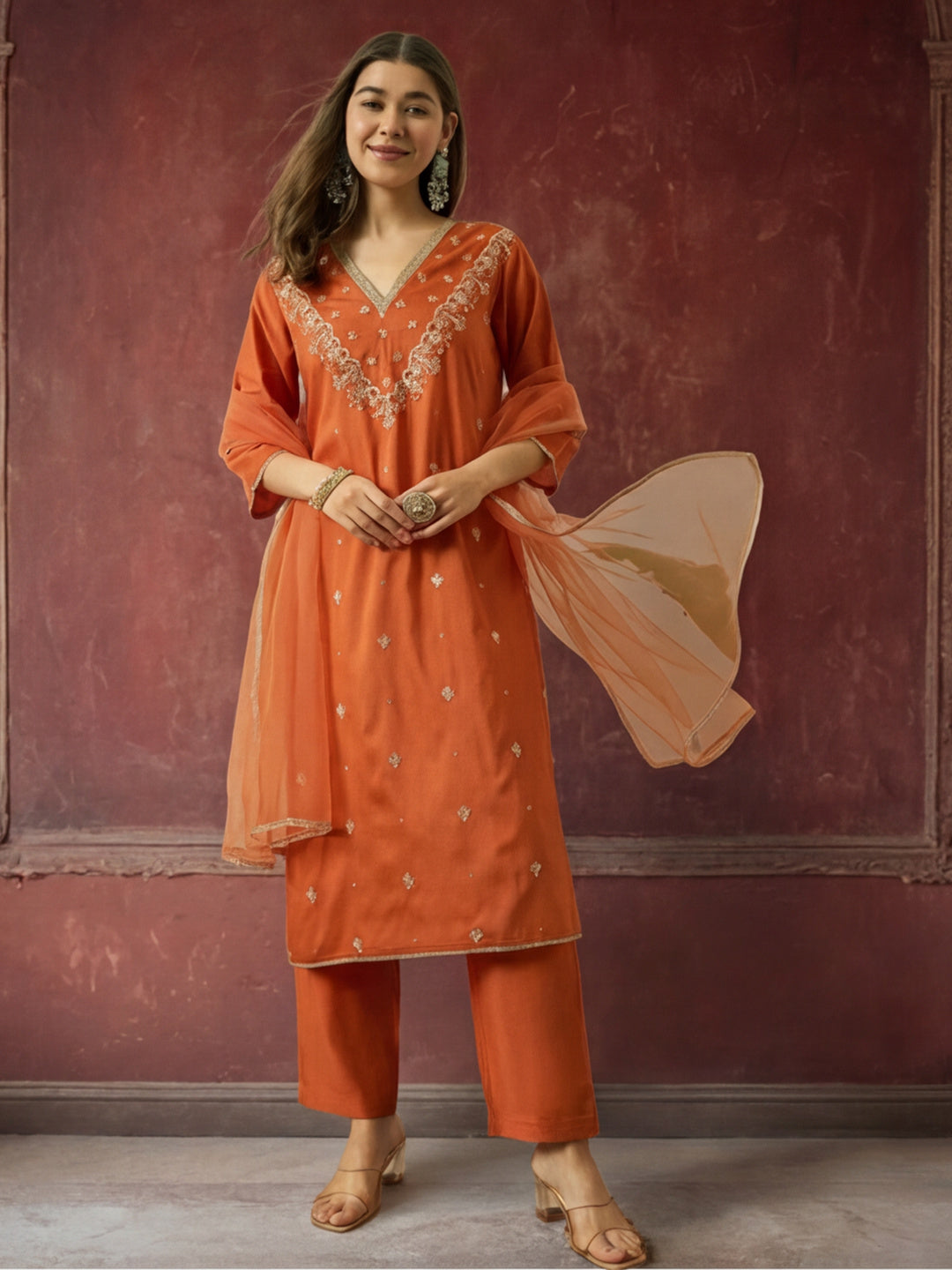 Kurta With Pant & Dupatta Ethnic Kurta Set For Women