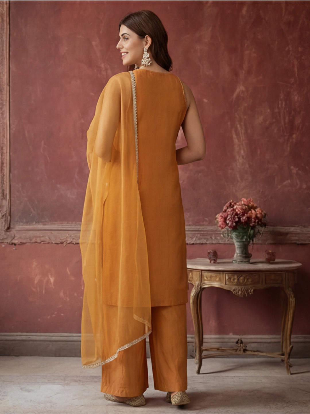 Kurta With Pant & Dupatta Ethnic Kurta Set For Women