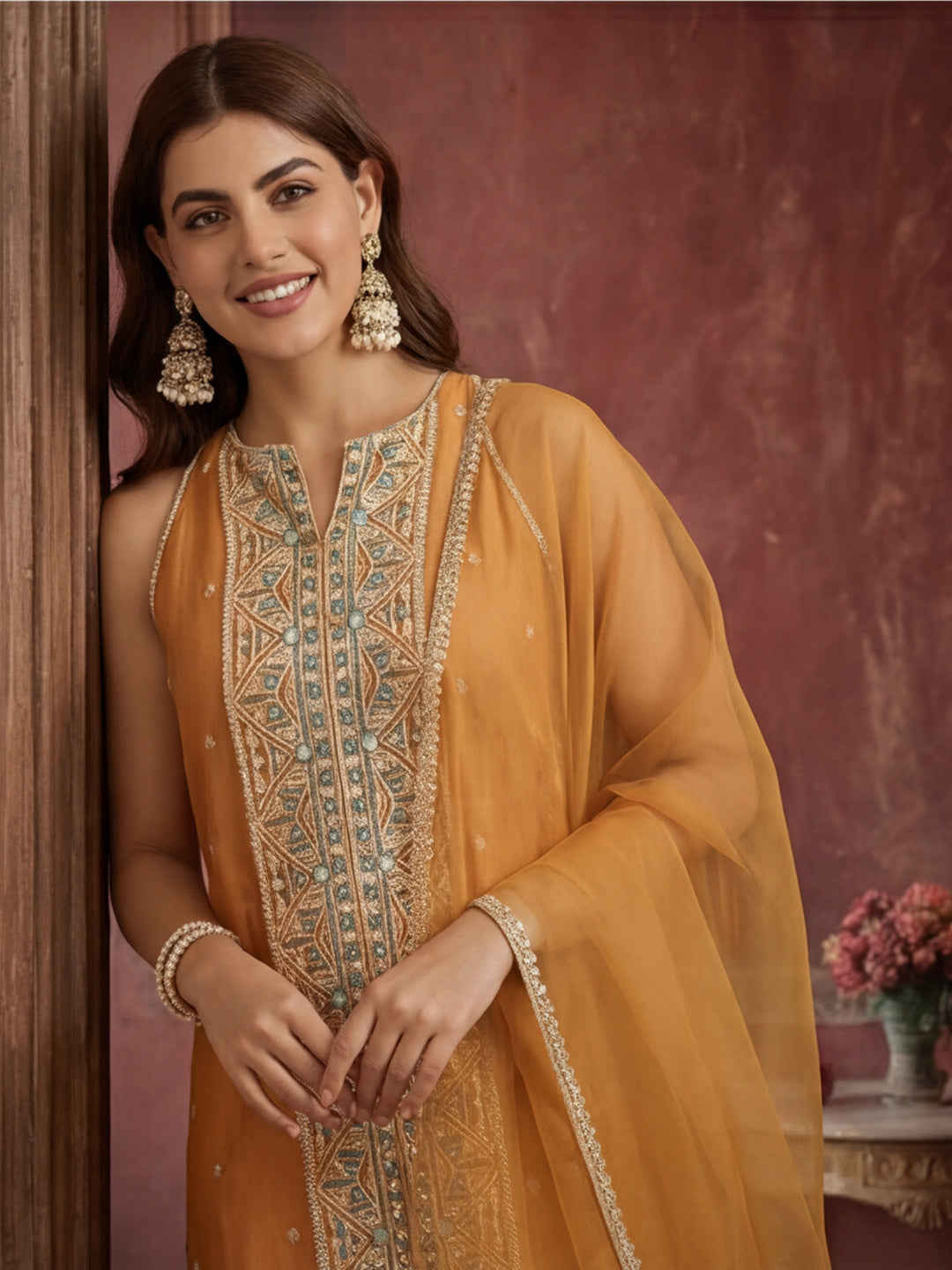 Kurta With Pant & Dupatta Ethnic Kurta Set For Women