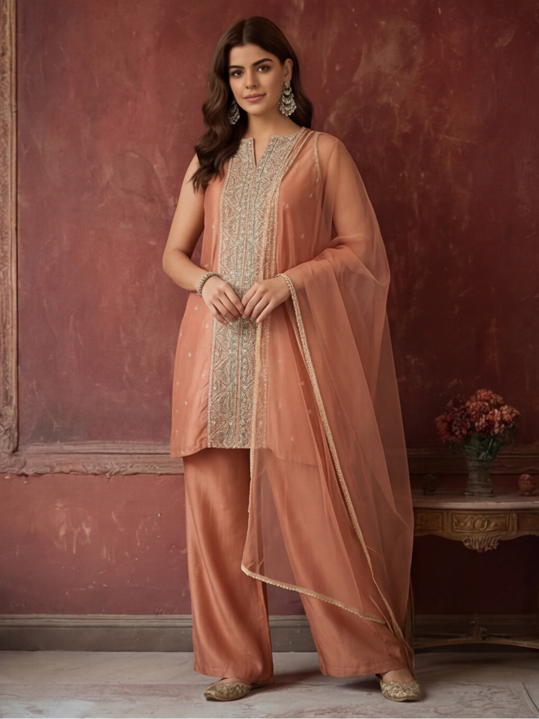 Kurta With Pant & Dupatta Ethnic Kurta Set For Women