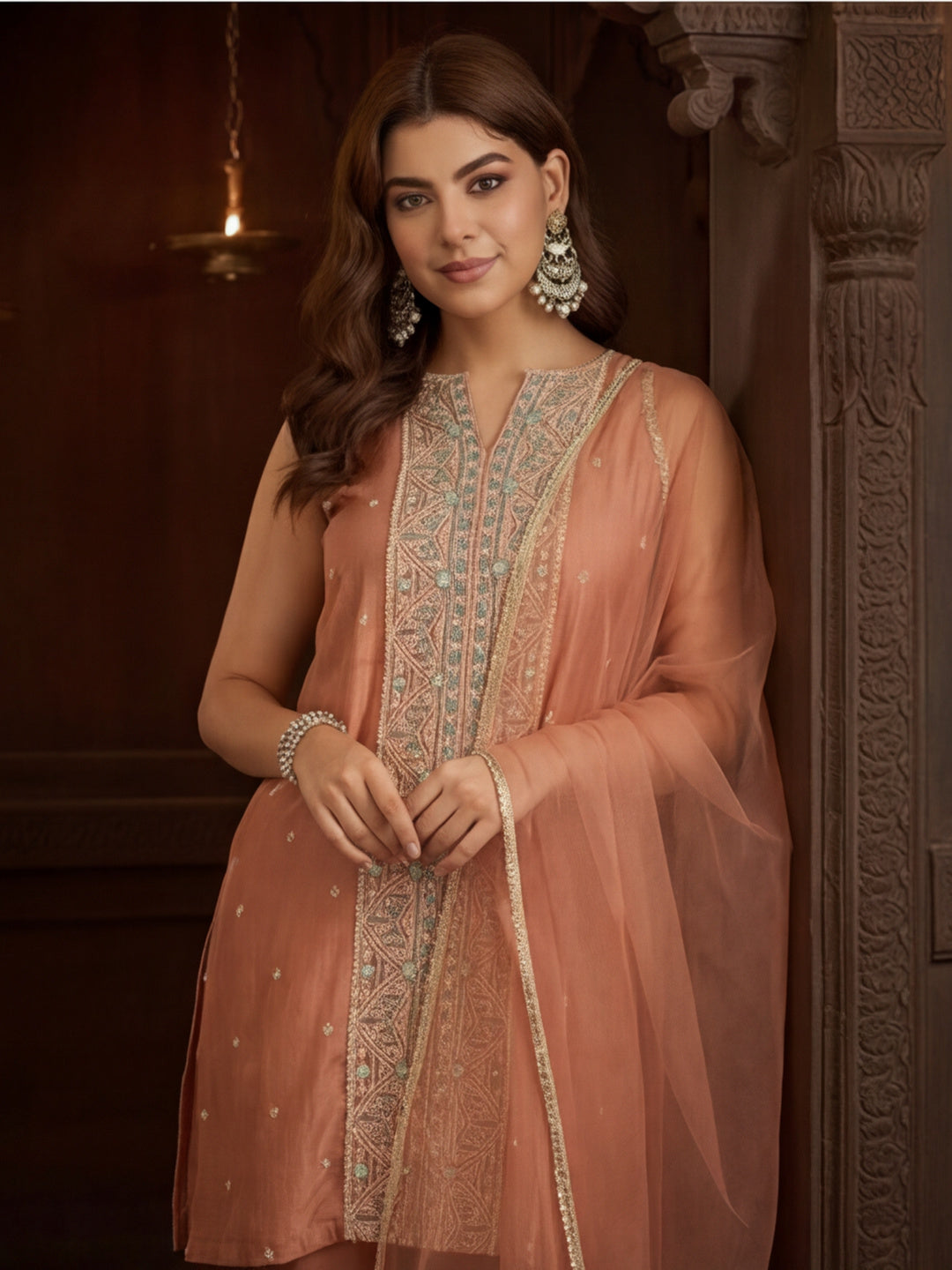 Kurta With Pant & Dupatta Ethnic Kurta Set For Women