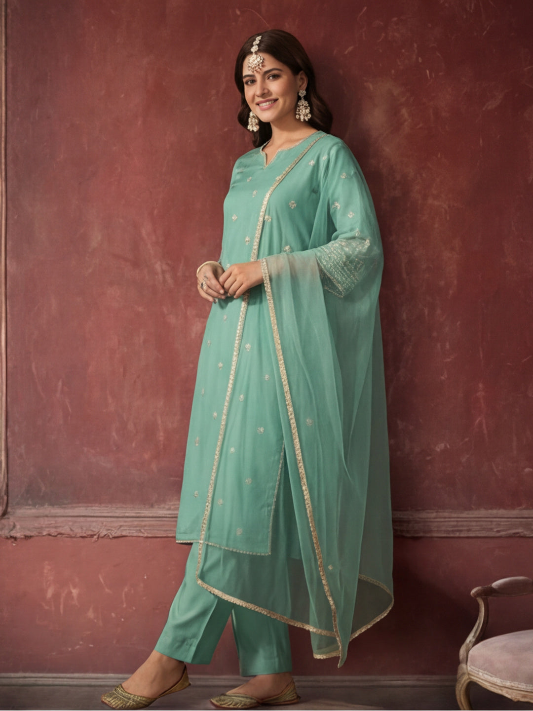 Kurta With Pant & Dupatta Ethnic Kurta Set For Women