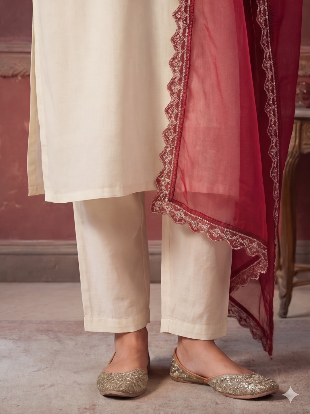 Kurta With Pant & Dupatta Ethnic Kurta Set For Women
