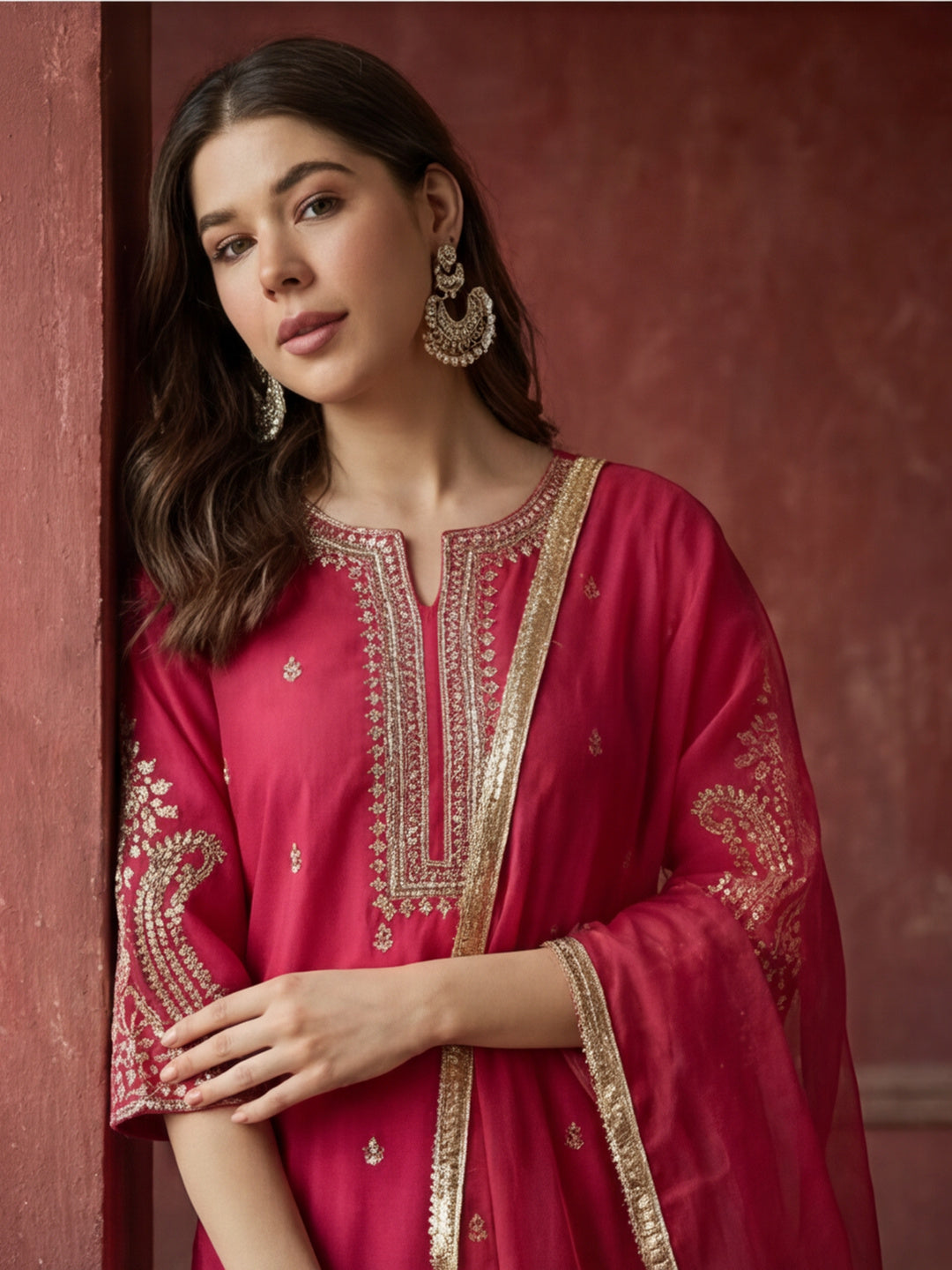 Kurta With Pant & Dupatta Ethnic Kurta Set For Women