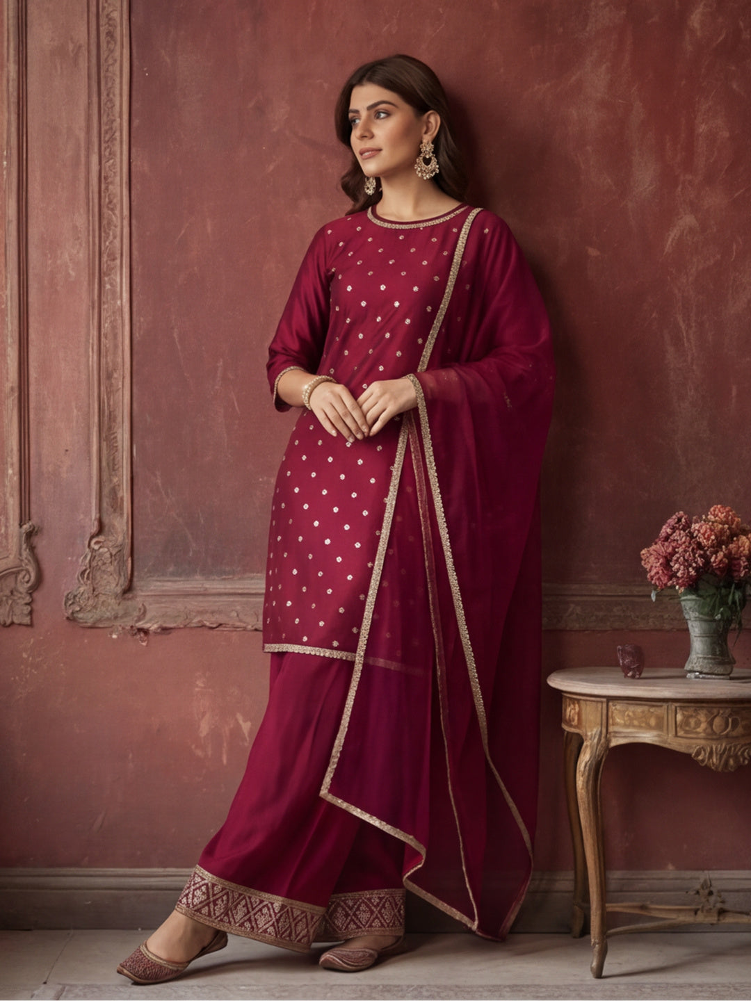 Kurta With Pant & Dupatta Ethnic Kurta Set For Women