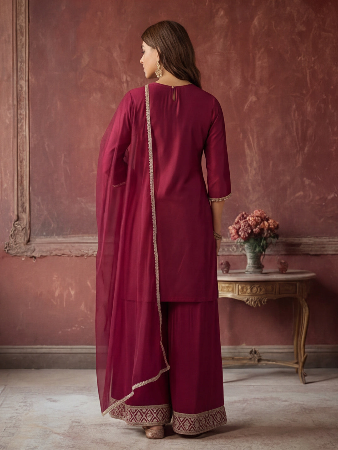 Kurta With Pant & Dupatta Ethnic Kurta Set For Women