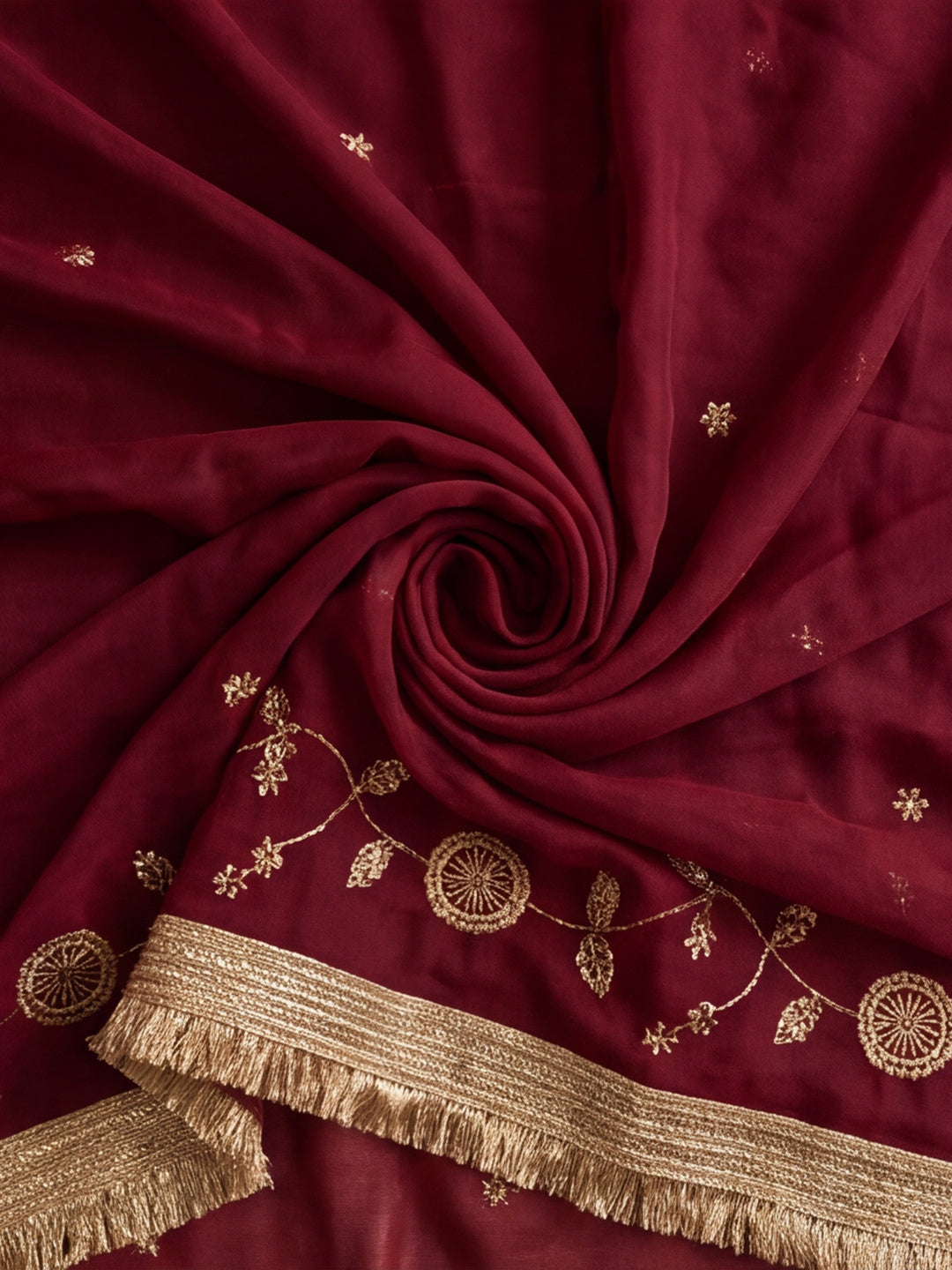 Pure Fandy Satin Pallu Beads Embroidery Work Saree With Unstitched Blouse Piece