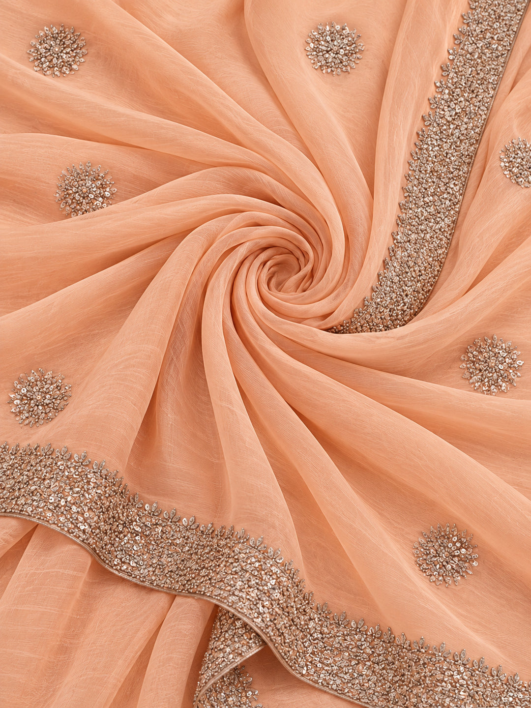 Pure Fandy Satin Pallu Embroidery With Border With Unstitched Blouse Piece