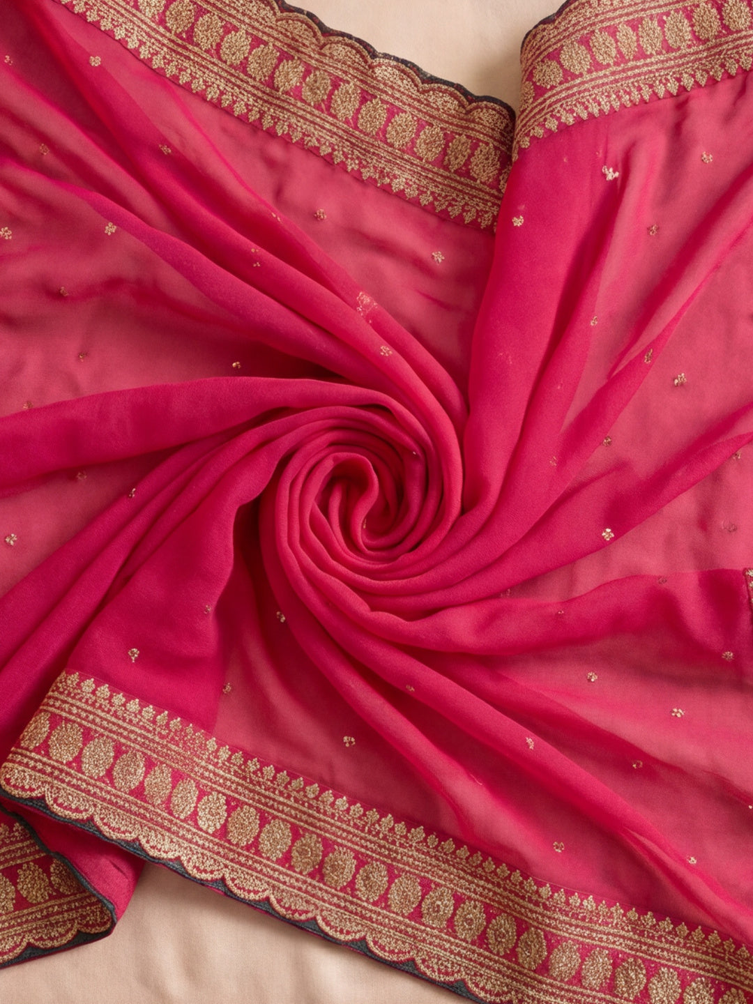 Silk Embroidery Sequence Work Saree With Multi Arco Border With Unstitched Blouse Piece