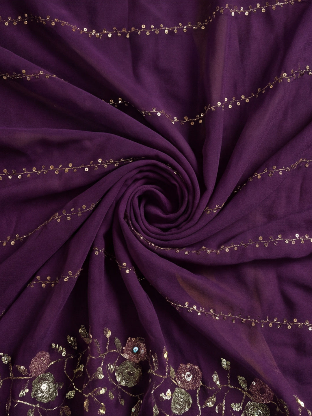 Georgette with Beads pipe and Multi threads work Saree With Unstitched Blouse Piece