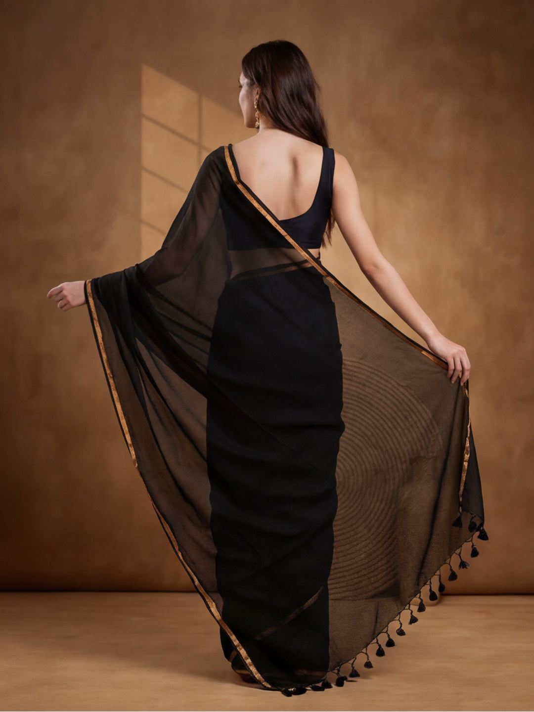 Solid Pure Cotton Saree with Unstiched Blouse
