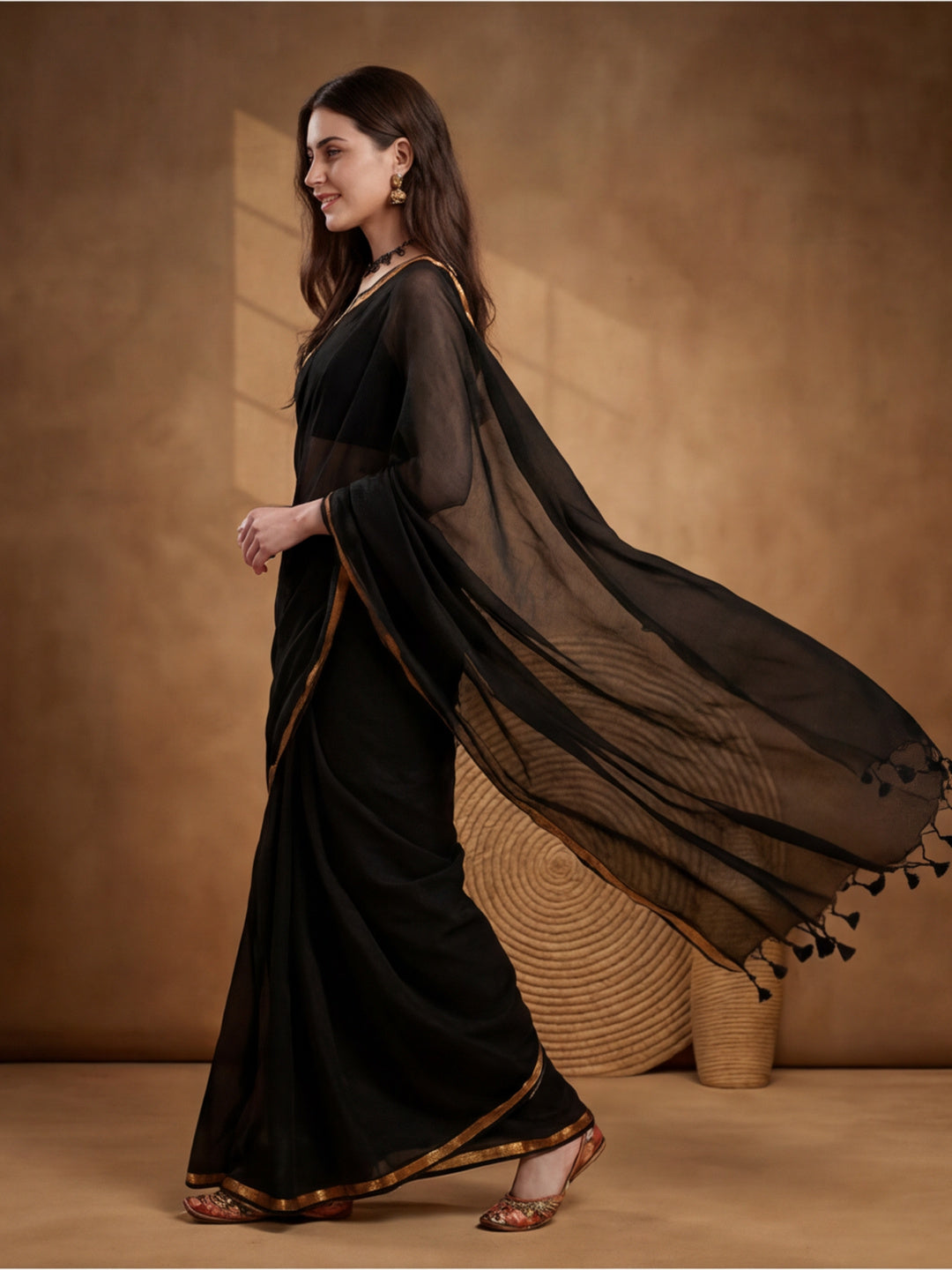 Solid Pure Cotton Saree with Unstiched Blouse