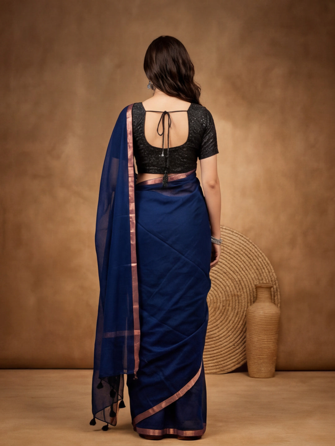 Solid Pure Cotton Saree with Unstiched Blouse