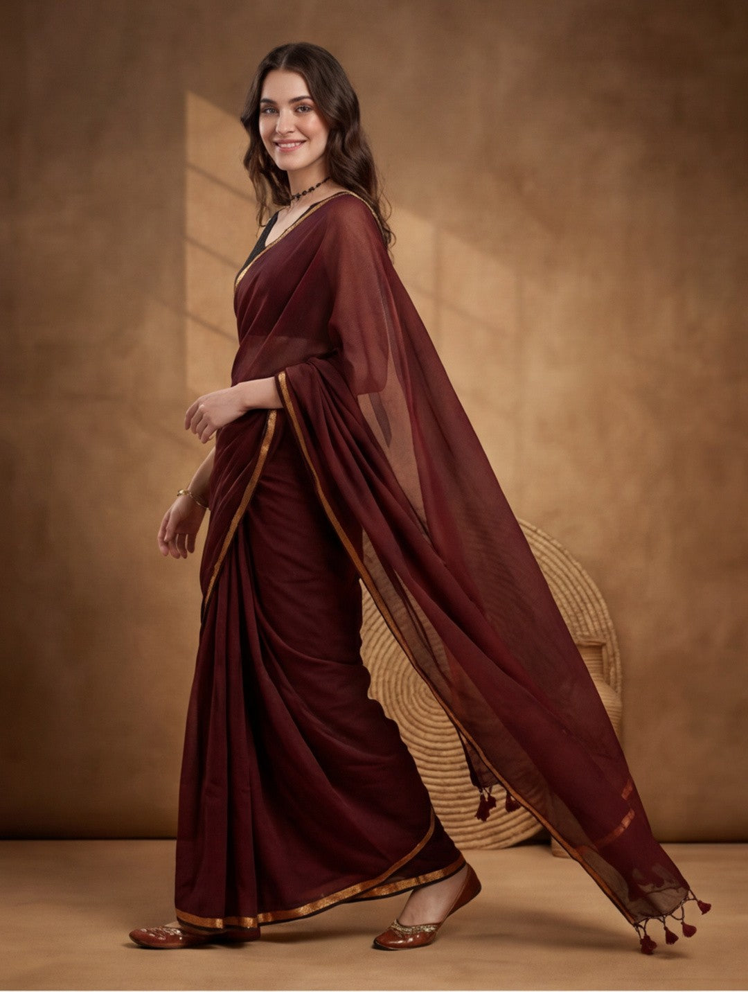 Solid Pure Cotton Saree with Unstiched Blouse