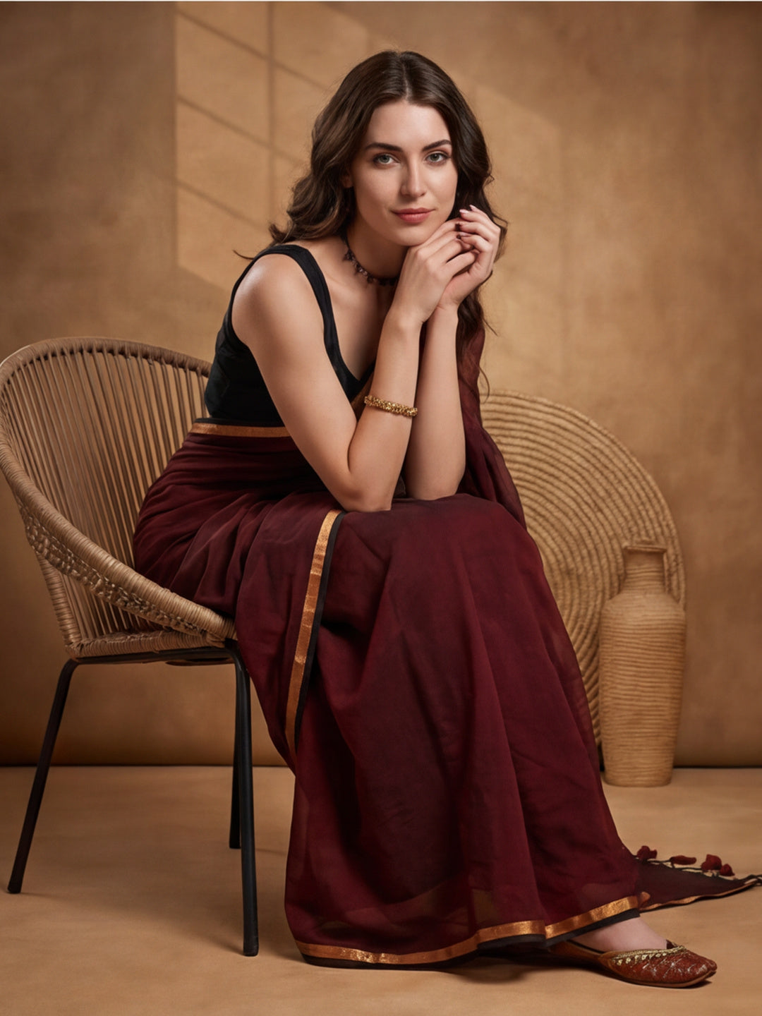 Solid Pure Cotton Saree with Unstiched Blouse