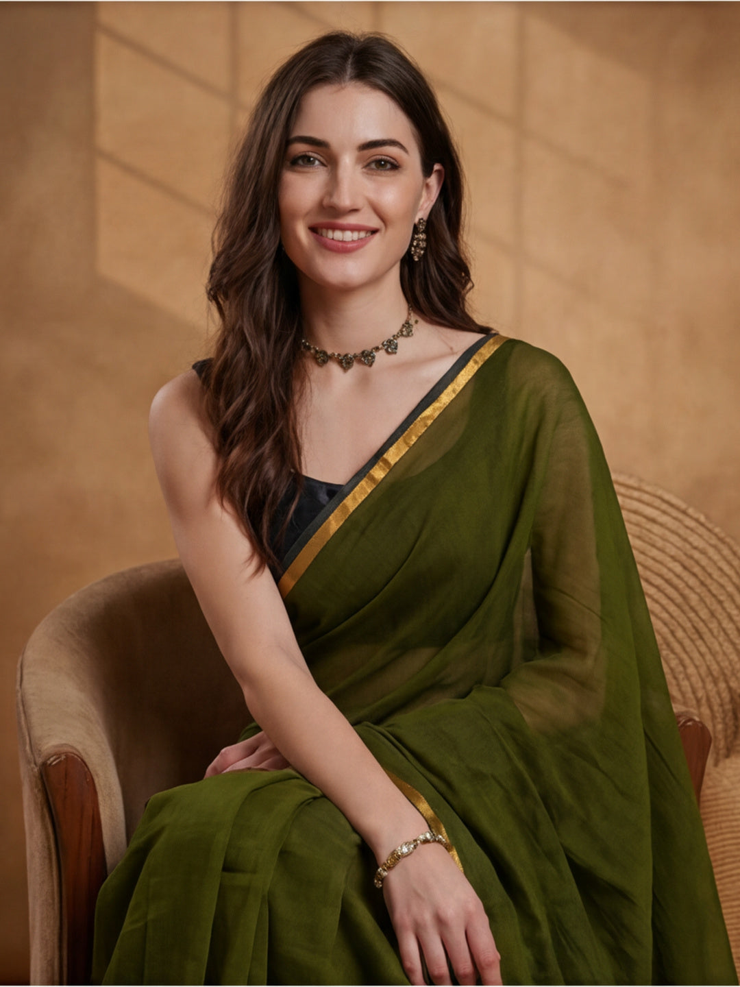 Solid Pure Cotton Saree with Unstiched Blouse