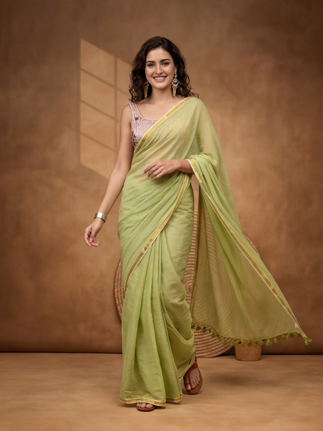 Solid Pure Cotton Saree with Unstiched Blouse