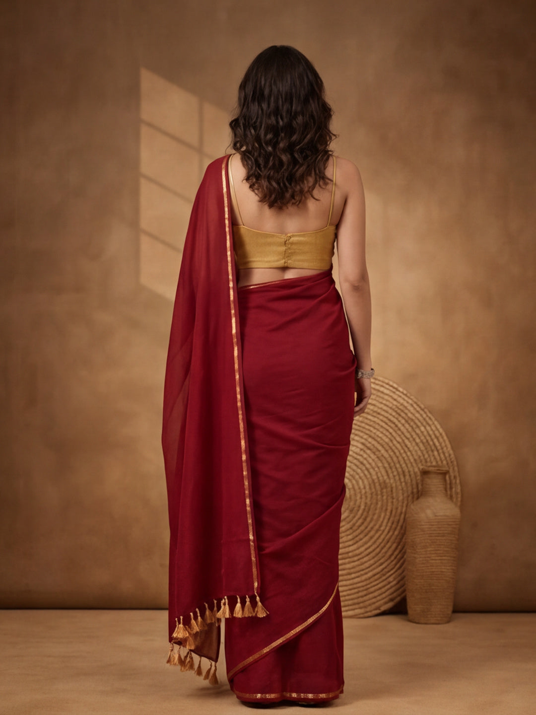 Solid Pure Cotton Saree with Unstiched Blouse