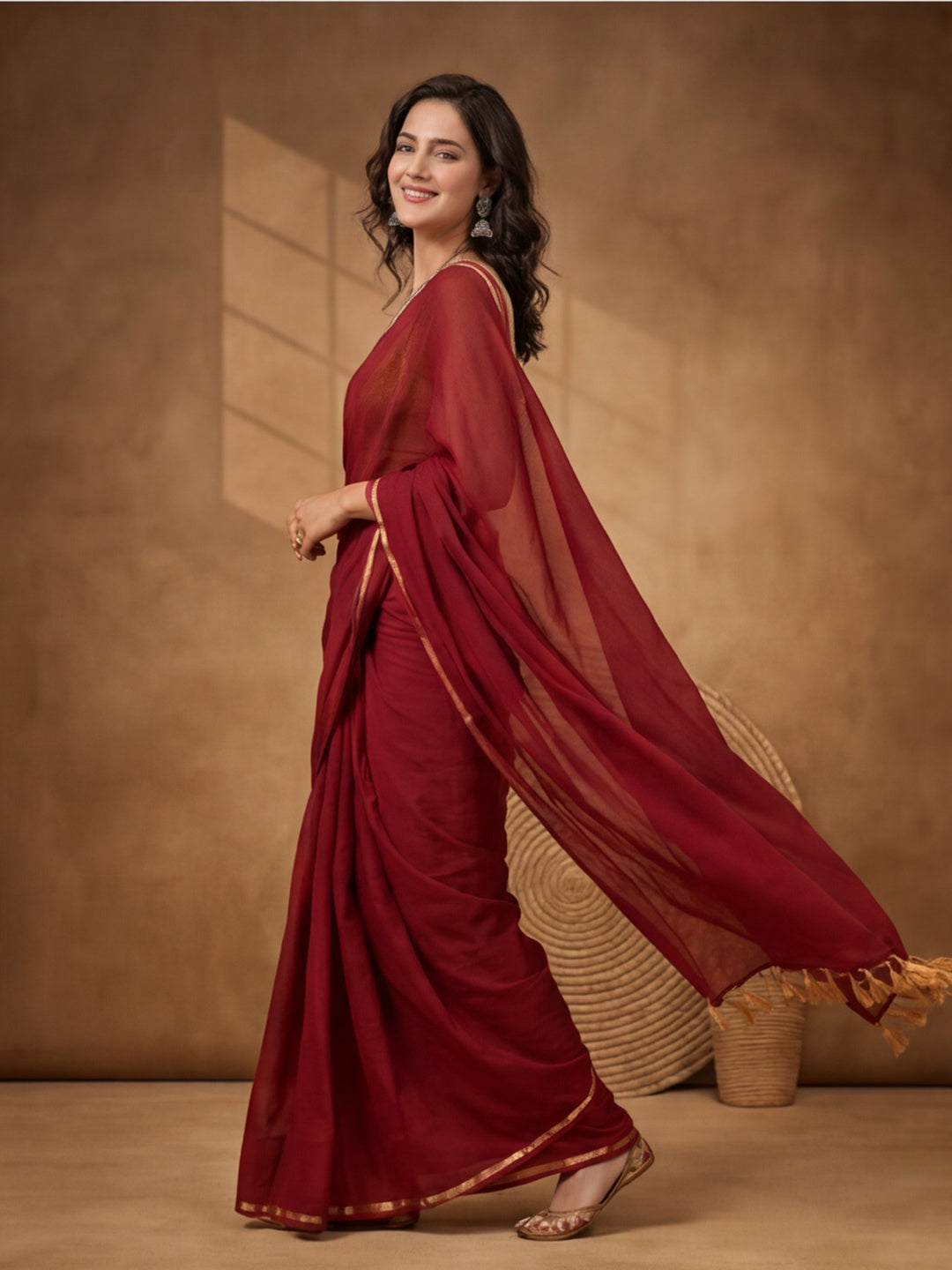 Solid Pure Cotton Saree with Unstiched Blouse