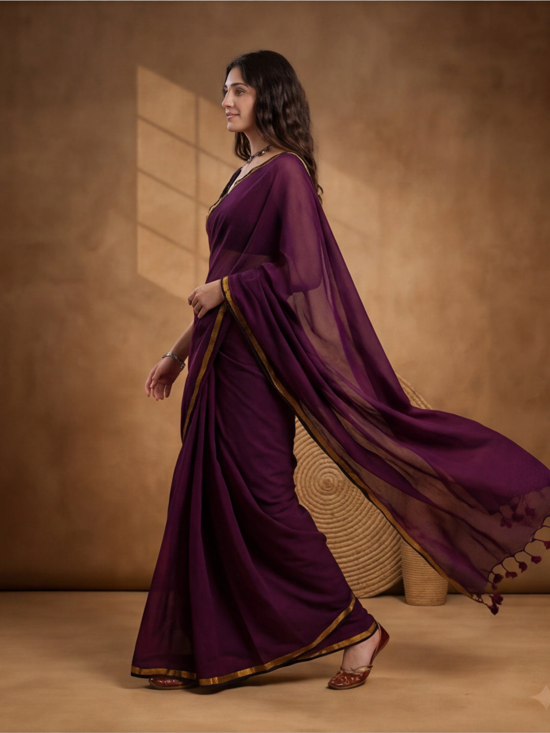 Solid Pure Cotton Saree with Unstiched Blouse
