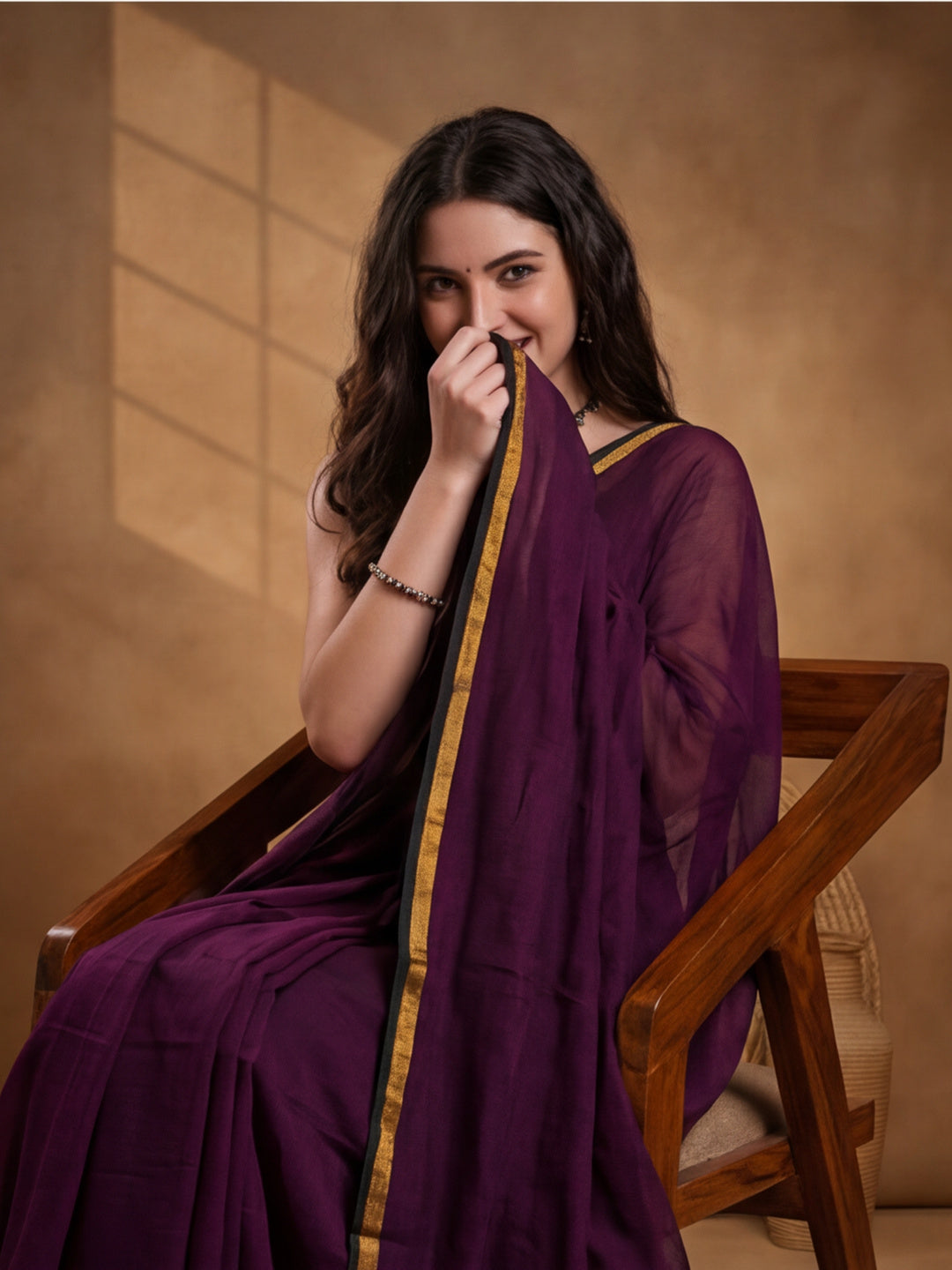 Solid Pure Cotton Saree with Unstiched Blouse