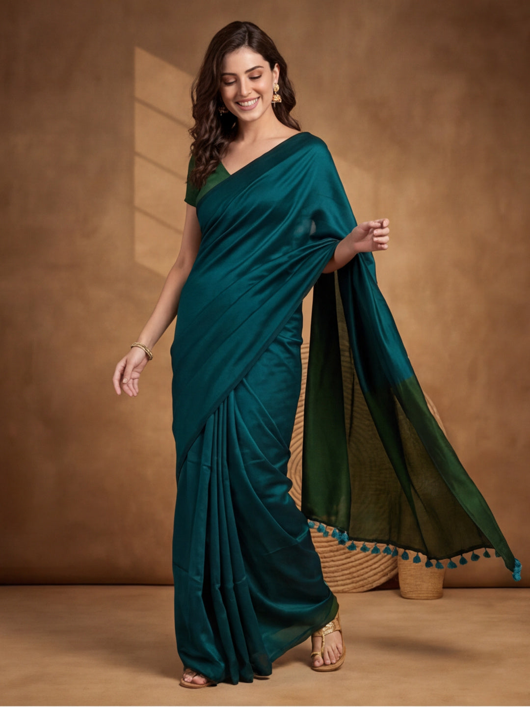Solid Pure Cotton Saree with Unstiched Blouse