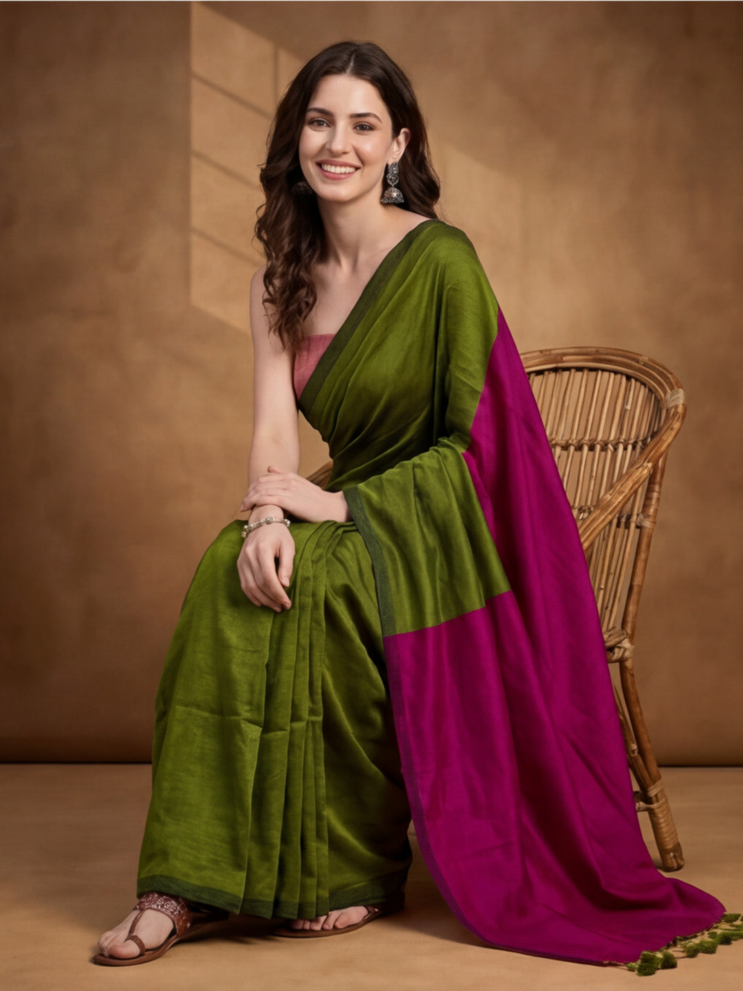 Solid Pure Cotton Saree with Unstiched Blouse