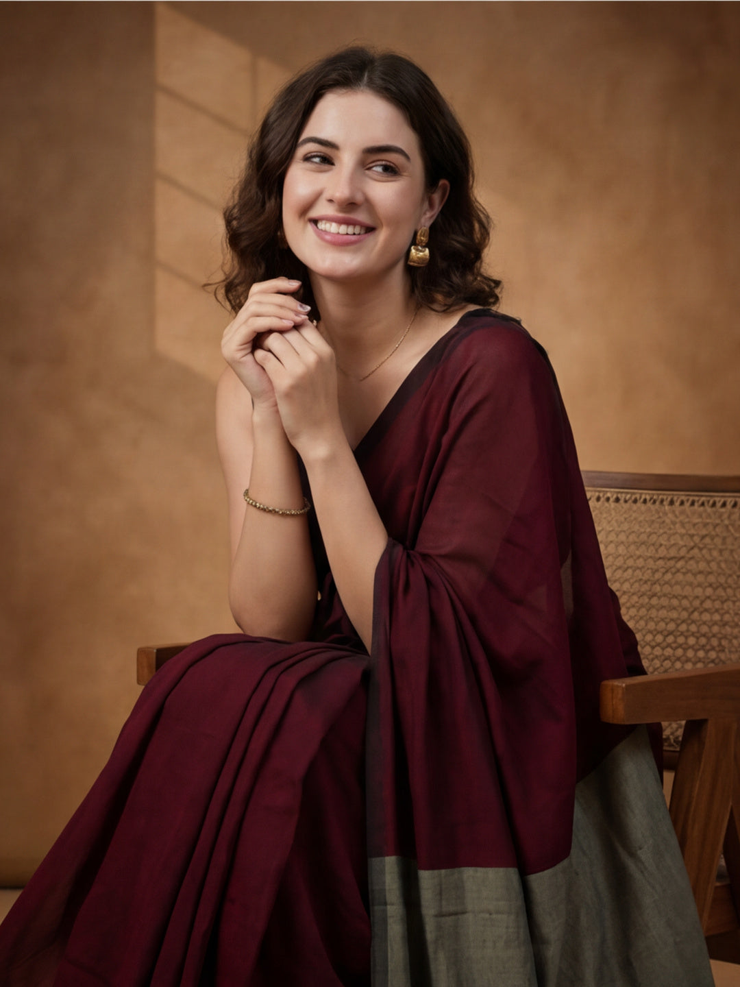 Solid Pure Cotton Saree with Unstiched Blouse