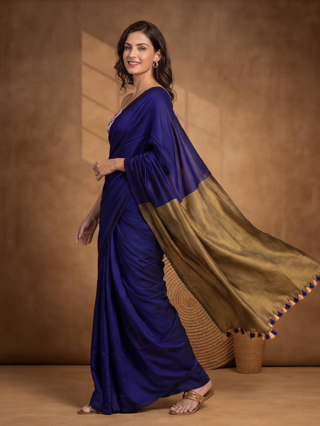 Solid Pure Cotton Saree with Unstiched Blouse