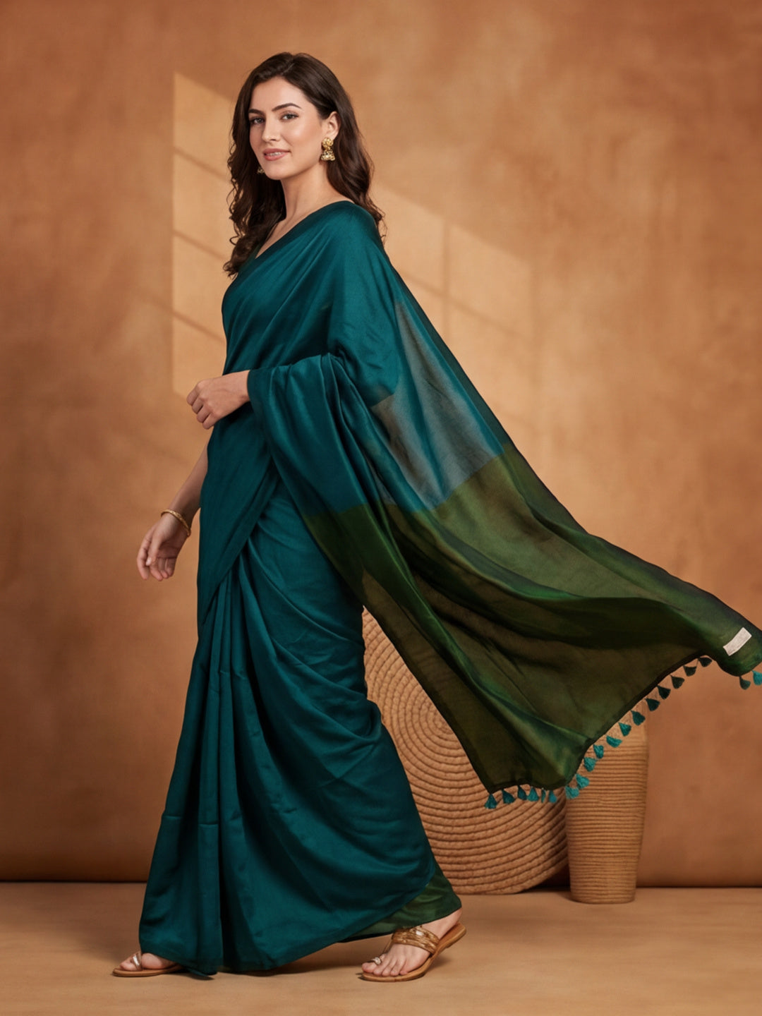 Solid Pure Cotton Saree with Unstiched Blouse