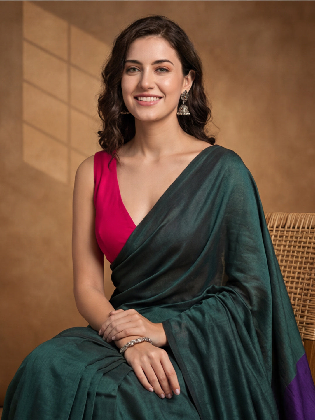 Solid Pure Cotton Saree with Unstiched Blouse