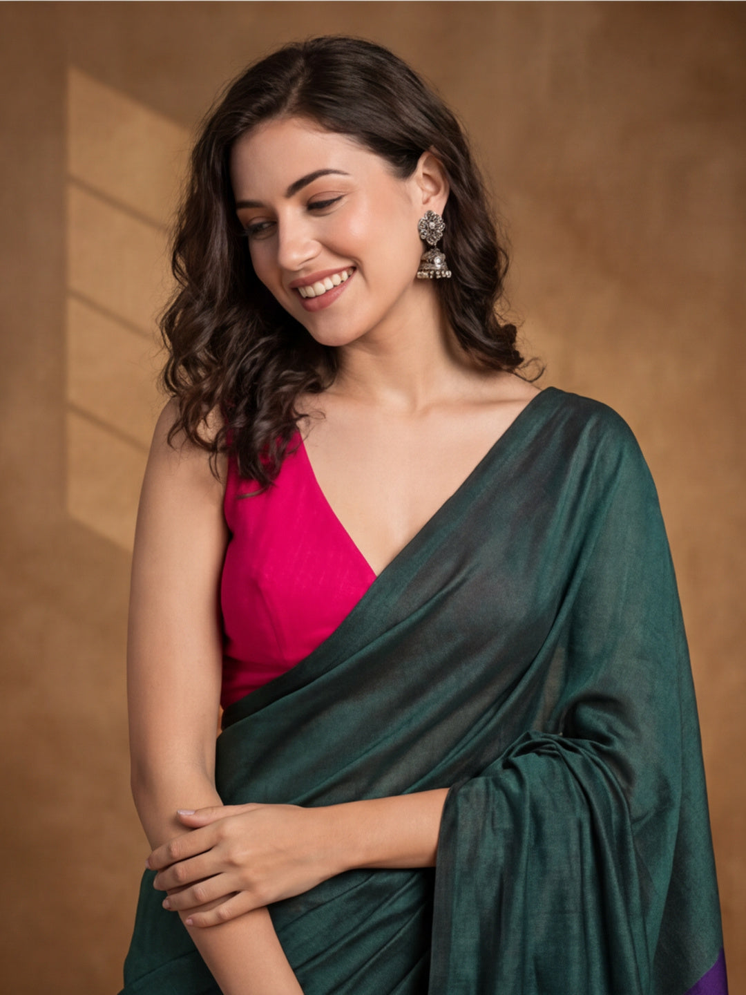 Solid Pure Cotton Saree with Unstiched Blouse