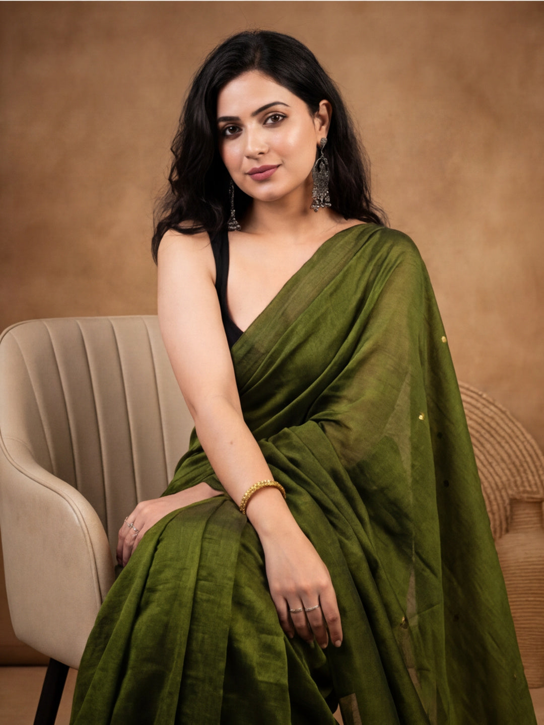 Solid Pure Cotton Saree with Unstiched Blouse