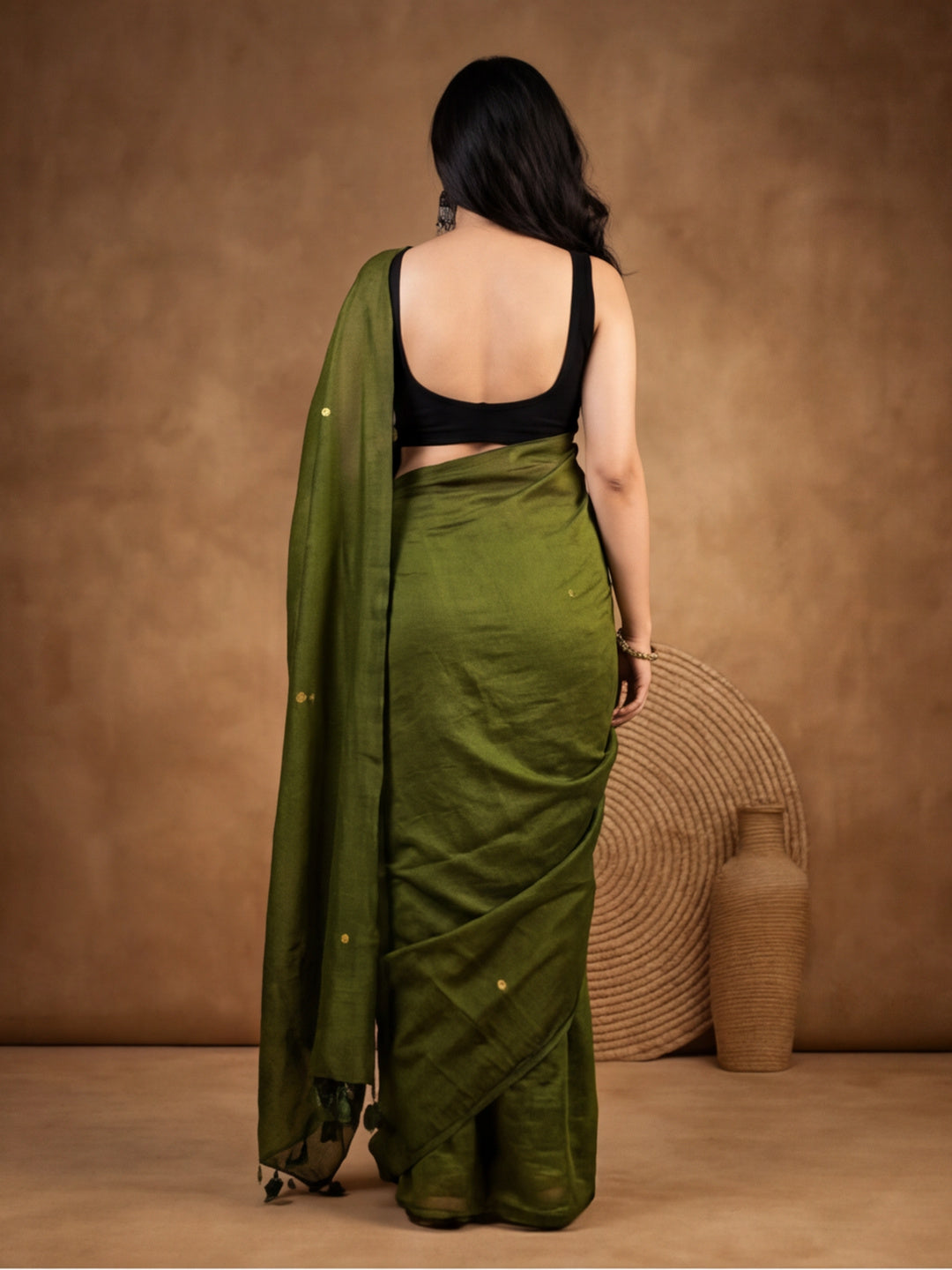 Solid Pure Cotton Saree with Unstiched Blouse
