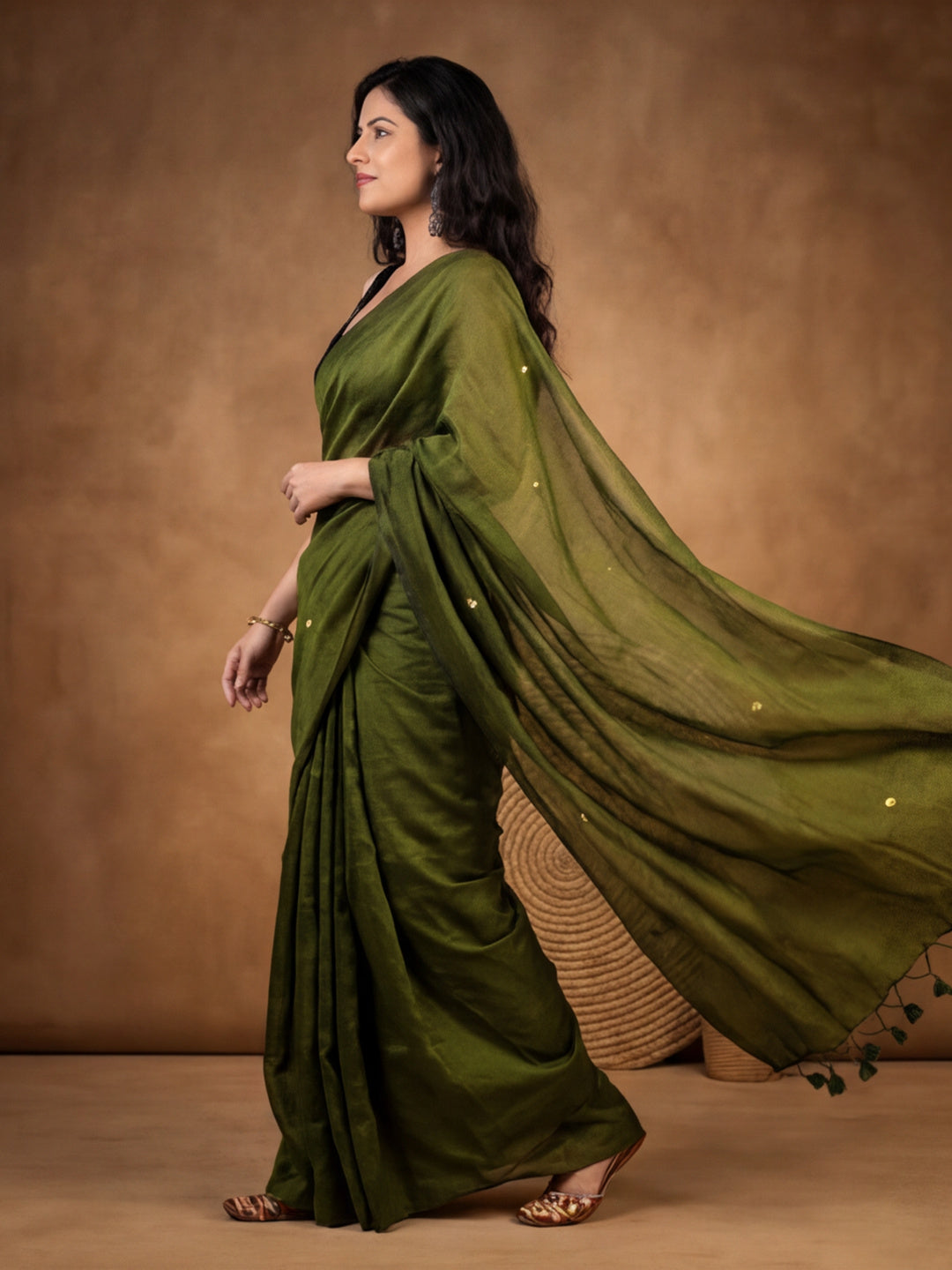 Solid Pure Cotton Saree with Unstiched Blouse