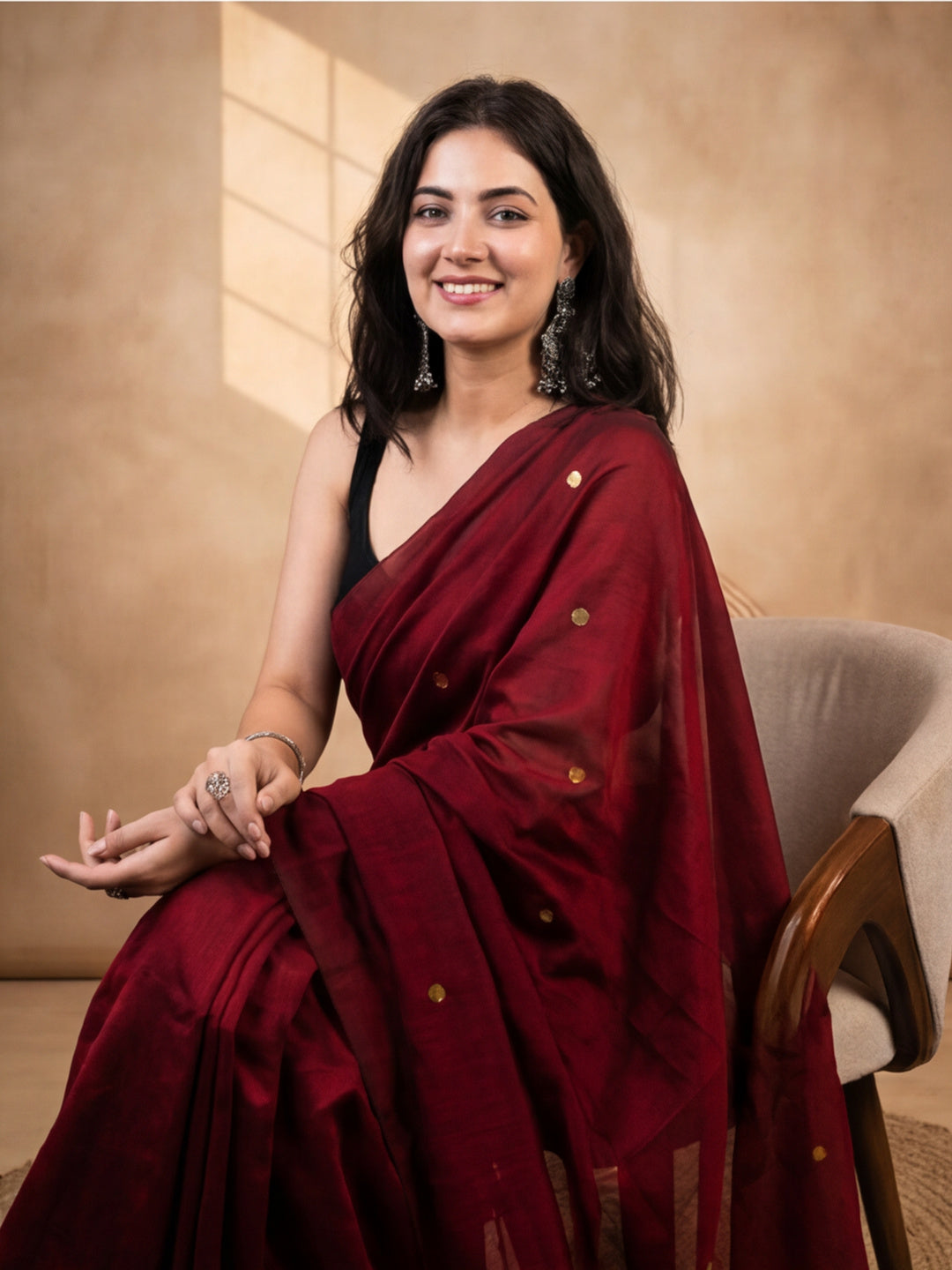 Solid Pure Cotton Saree with Unstiched Blouse