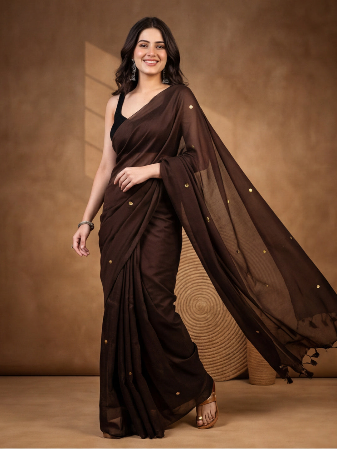 Solid Pure Cotton Saree with Unstiched Blouse