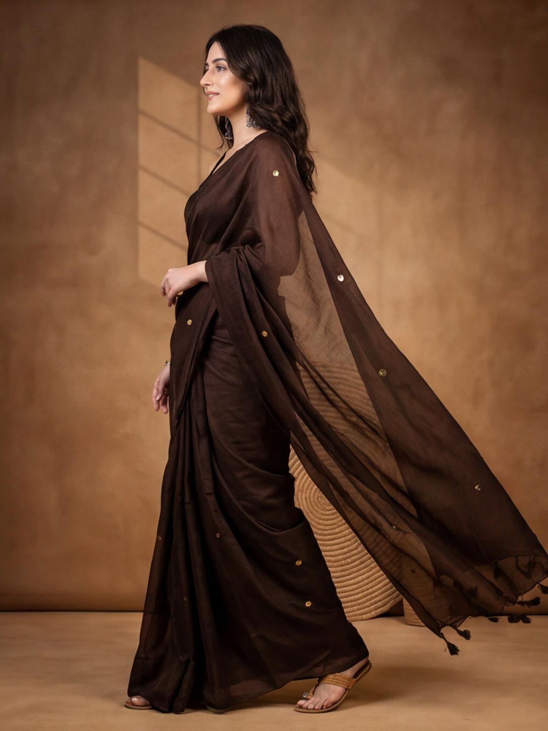 Solid Pure Cotton Saree with Unstiched Blouse
