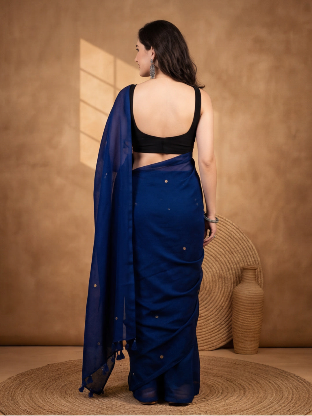 Solid Pure Cotton Saree with Unstiched Blouse