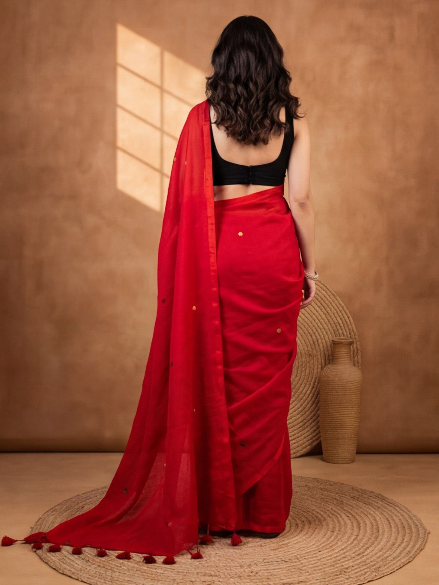 Solid Pure Cotton Saree with Unstiched Blouse