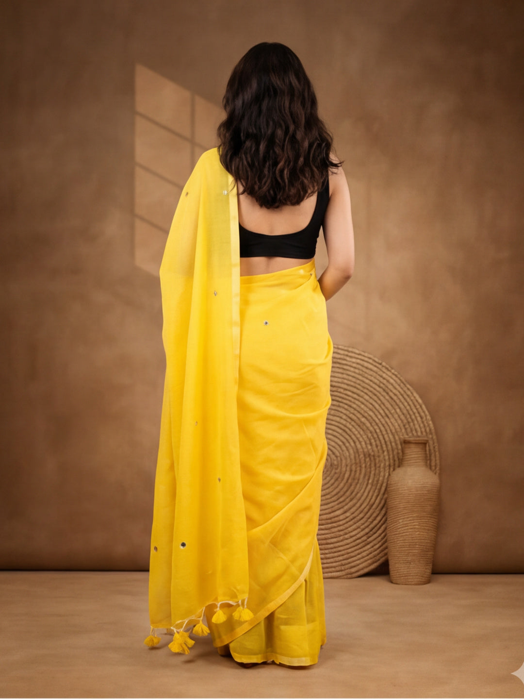 Solid Pure Cotton Saree with Unstiched Blouse