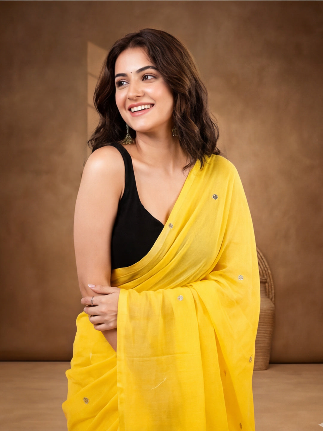 Solid Pure Cotton Saree with Unstiched Blouse