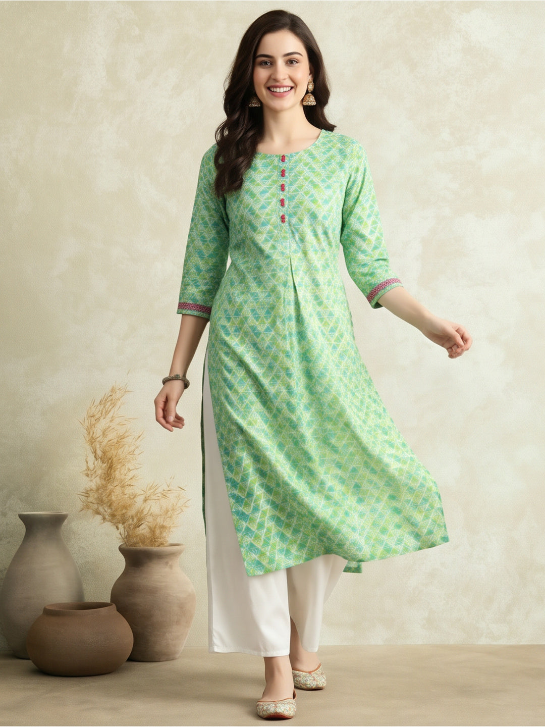 Women Floral Print Pure Cotton Straight Kurta Sets