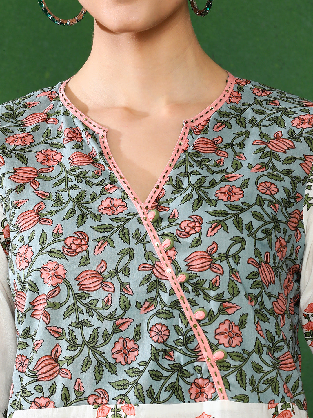 Off White Printed Straight Kurta