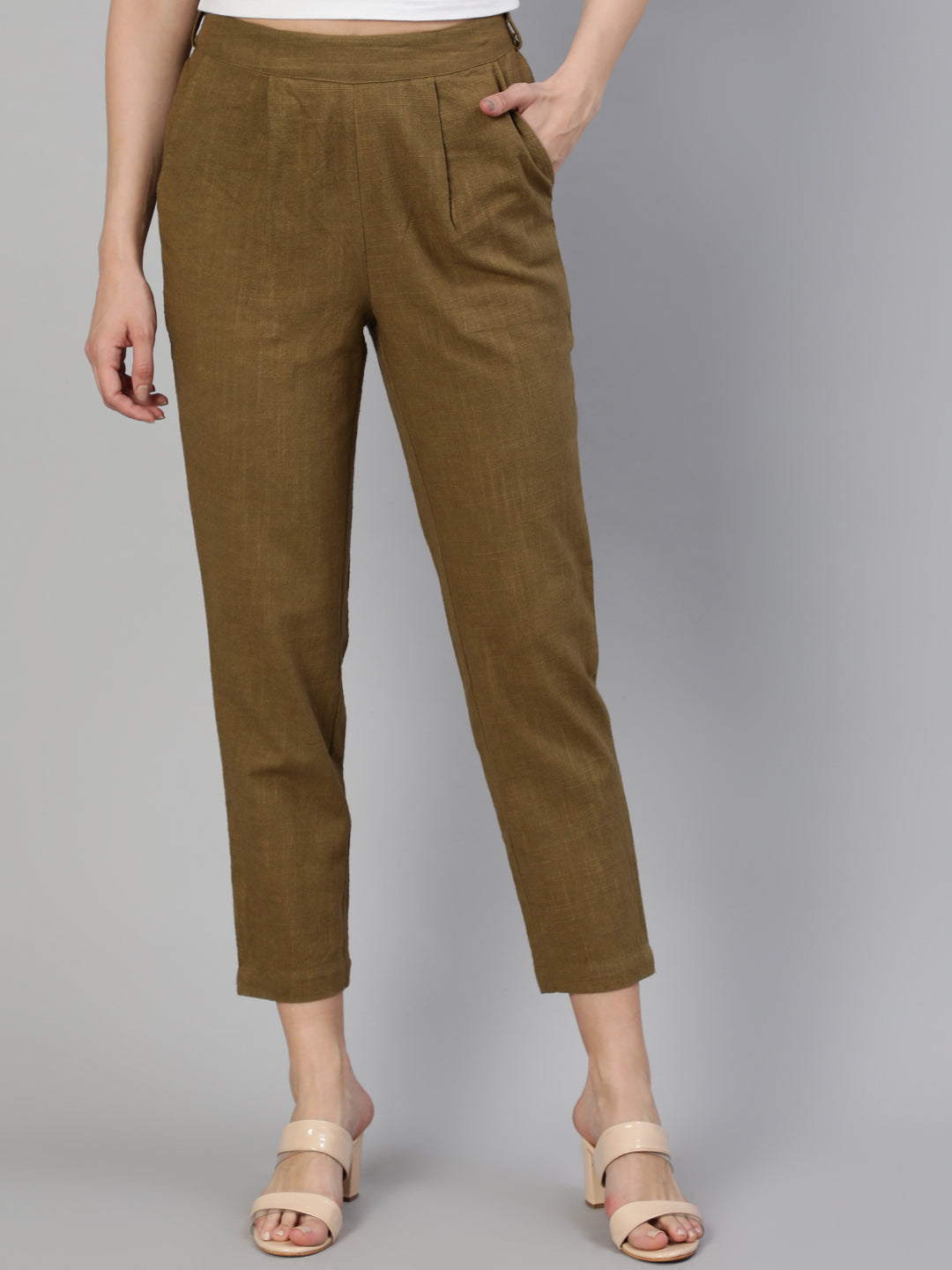 Shop Cotton Slub Olive Tapenade Pants