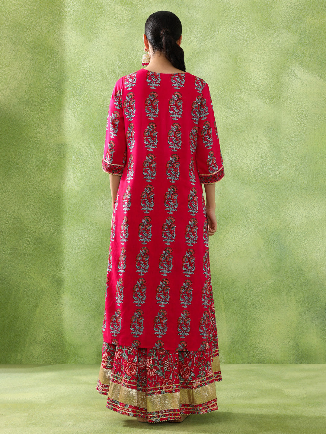Floral Embroidered A-Line Kurta & Skirt Sets